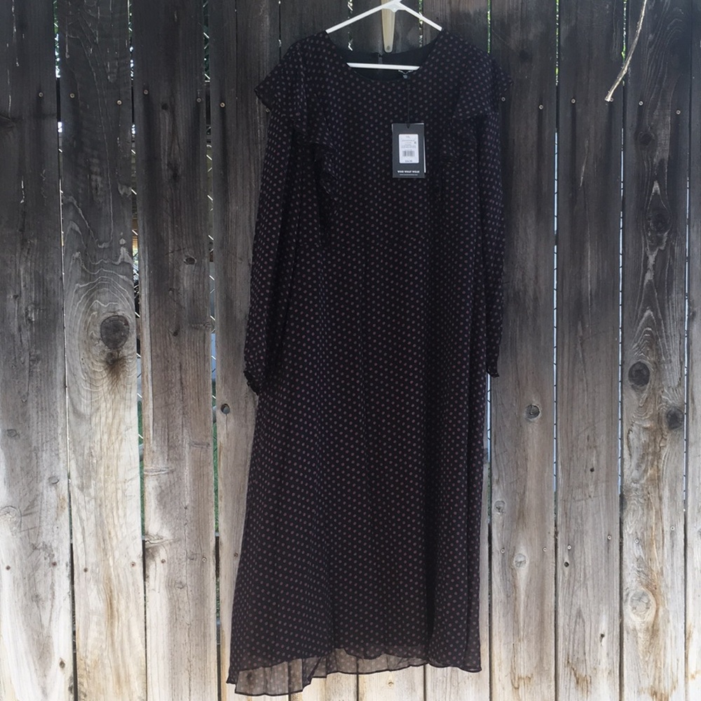 Who What Wear Black Polka Dot Dress NWT